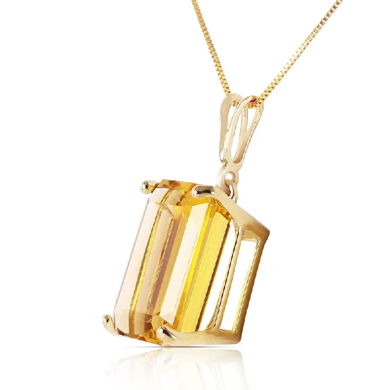 Haze glass necklaces-6.5 Carat 14K Solid Gold Necklace Octagon Citrine