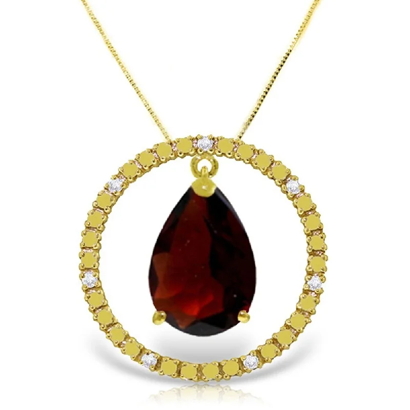 Galaxy charm necklaces-6.6 Carat 14K Gold Diamond Garnet Circle of Love Necklace