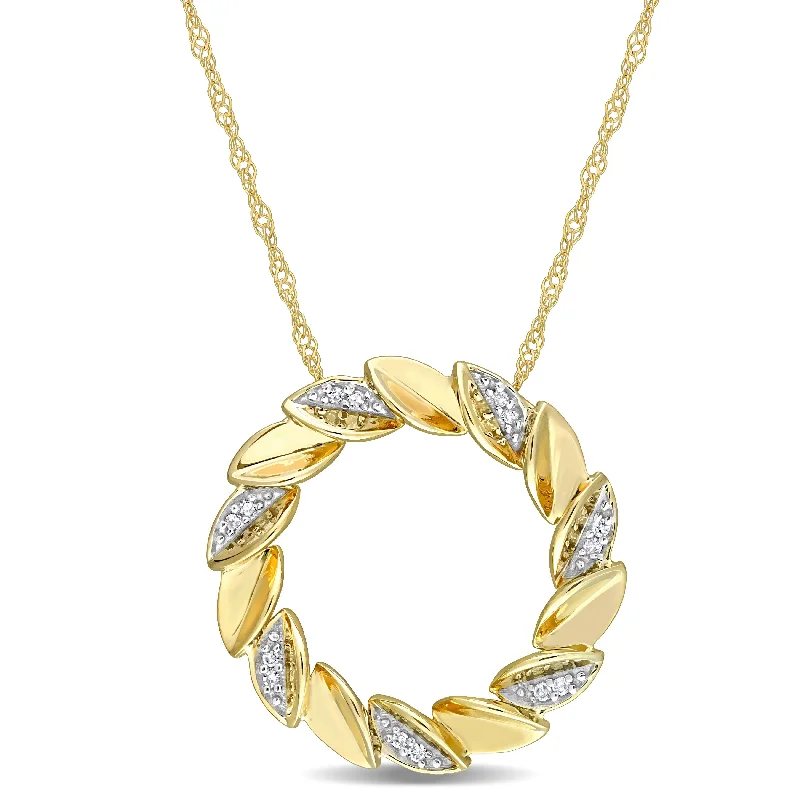 Silk fringe necklaces-Miadora Diamond Accent Circle of Life Necklace in 10k Yellow Gold