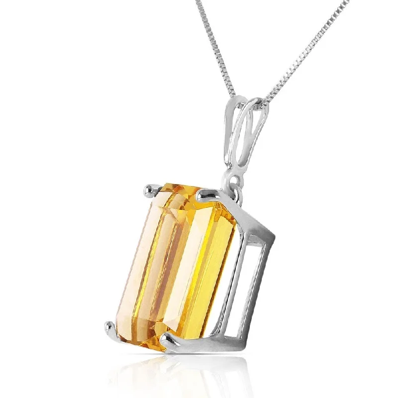 Wide bib necklaces-6.5 Carat 14K Solid White Gold Necklace Octagon Citrine