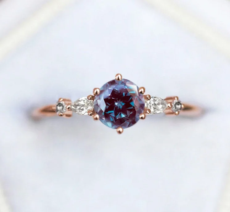 Vintage ruby engagement rings-Calliope Alexandrite & Diamond Ring