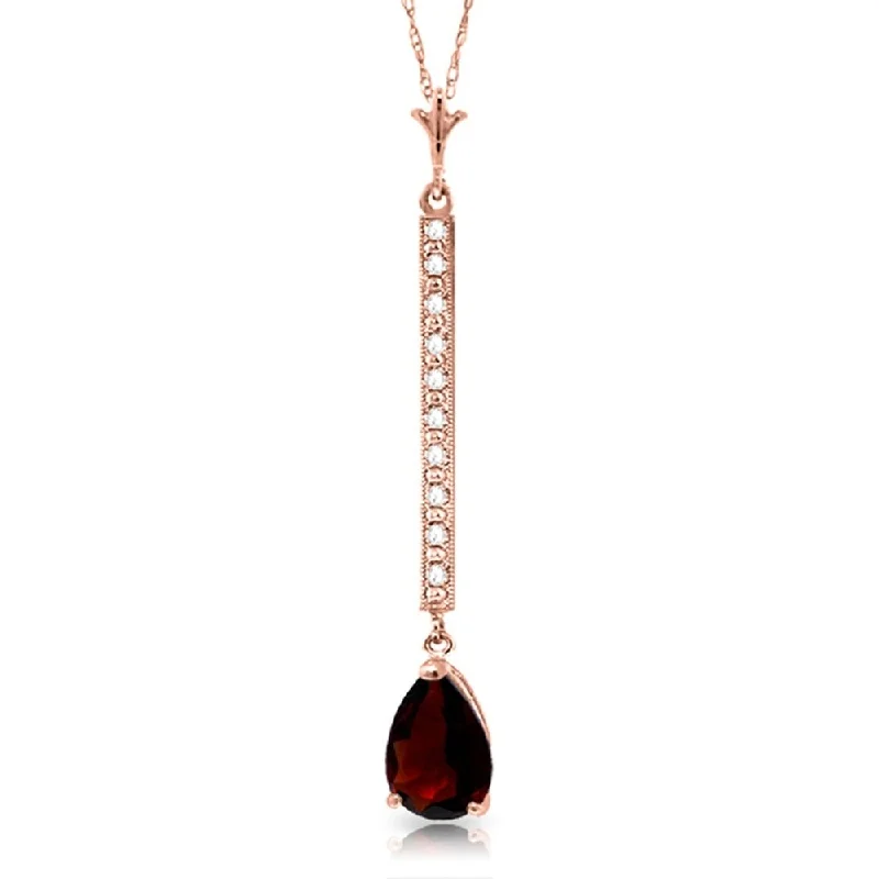 Engraved initial necklaces-14K Rose Gold Diamond & Garnet Necklace Gemstone