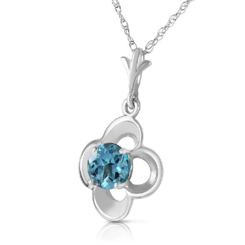 Wide bar necklaces-0.55 Carat 14K Solid White Gold Try Again Blue Topaz Necklace