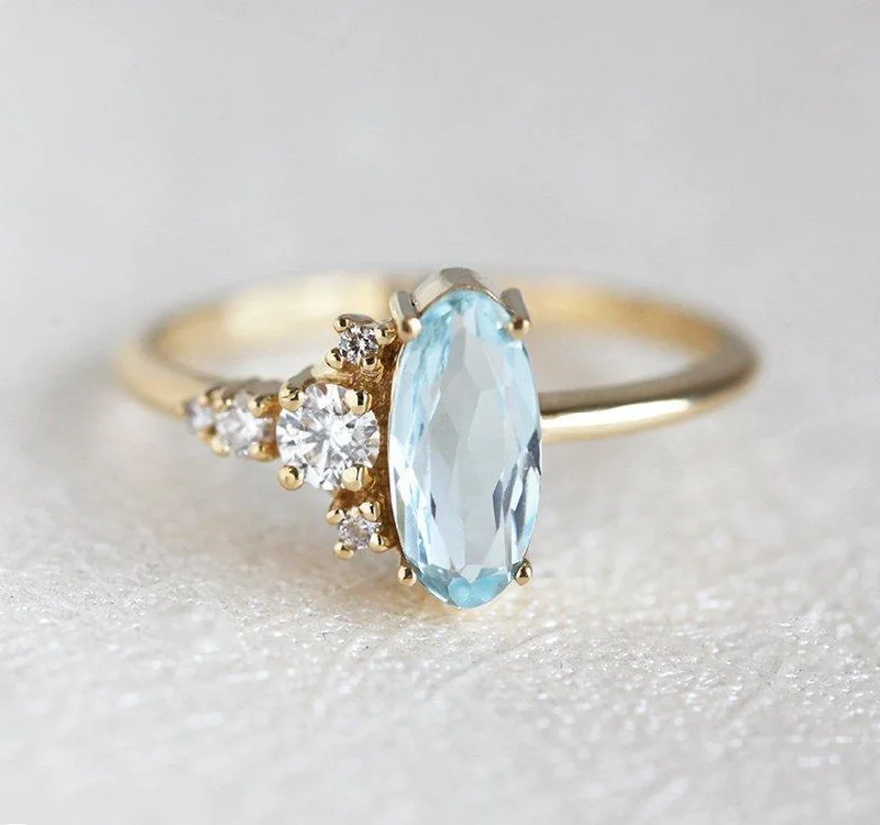 Java tile engagement rings-Paityn Oval Aquamarine Diamond Ring