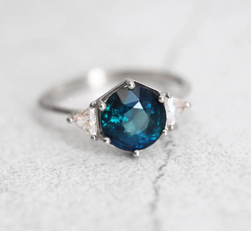 Vivid druzy engagement rings-Marlow Sapphire Diamond Ring