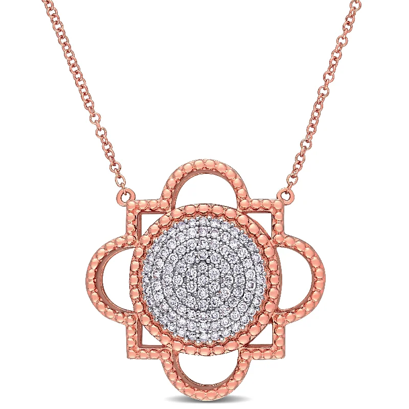 Mystic eye necklaces-Miadora 14k Rose Gold 1/2ct TDW Diamond Cluster Geometric Flower Necklace