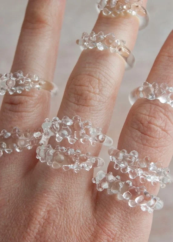 Oval shape rings-Glass Dots Ring - Clear