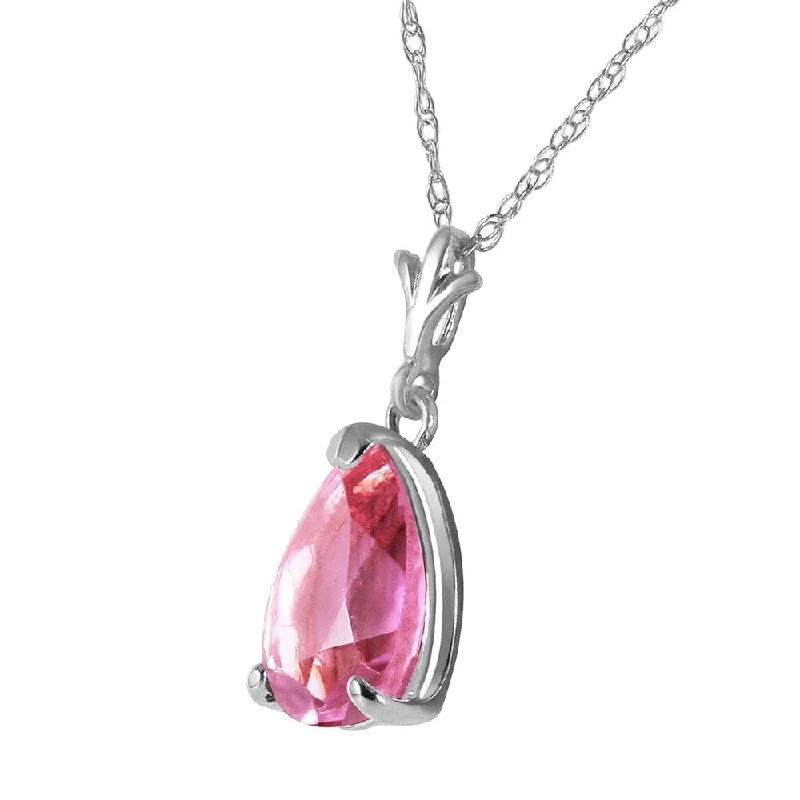 Faith charm necklaces-1.5 Carat 14K Solid White Gold Permit Yourself Pink Topaz Necklace