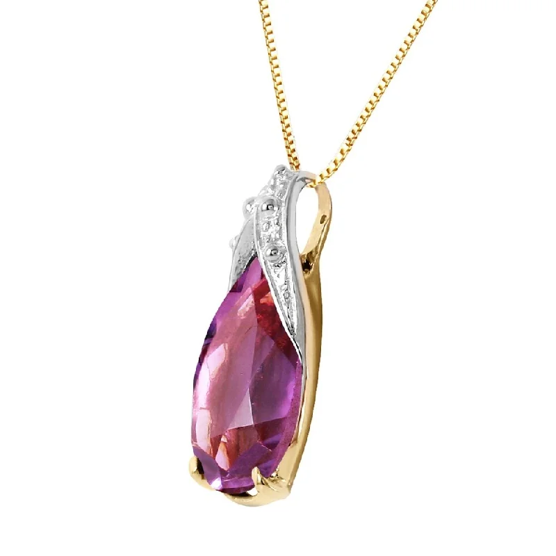 Neat-line necklaces-5 Carat 14K Solid Gold Visceral Love Amethyst Necklace