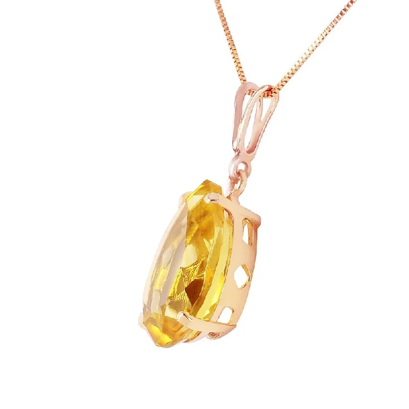 Tribal medallion necklaces-5 CTW 14K Solid Rose Gold Teardrop Citrine Necklace