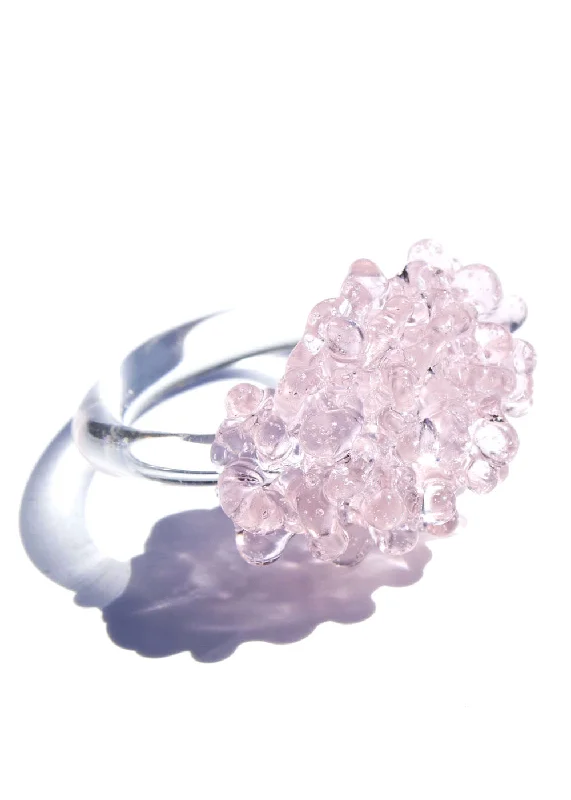 Tiny stack rings-Glass Cluster Ring - Baby Pink