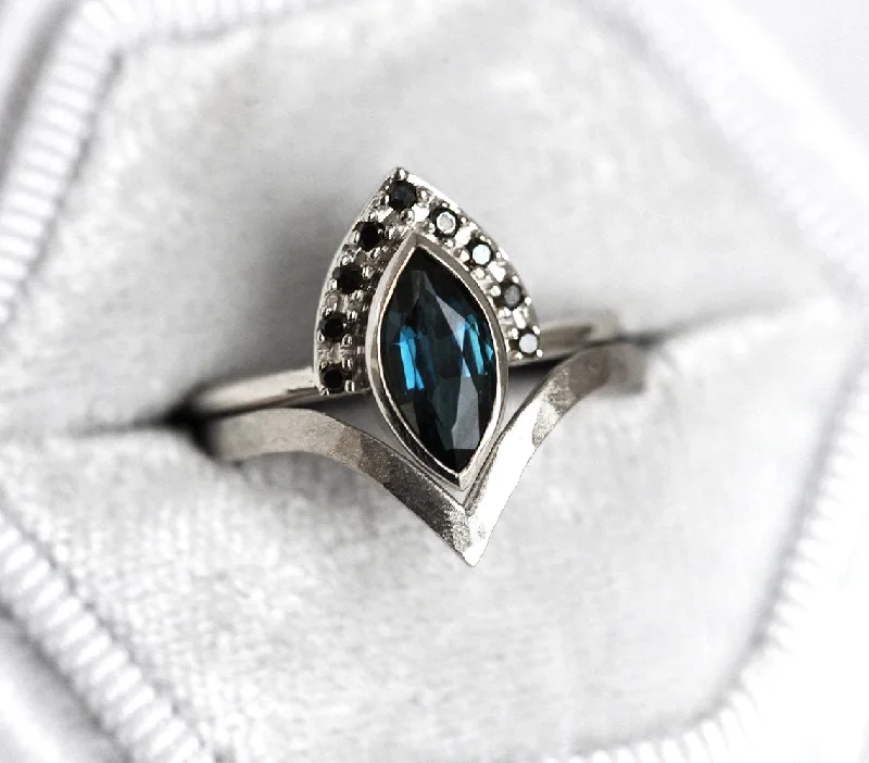 Retro style engagement rings-Ivona Blue Sapphire Diamond Ring