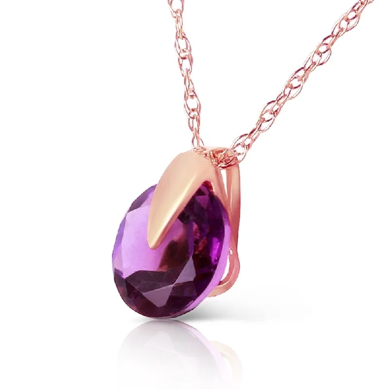 Amethyst drop necklaces-0.75 CTW 14K Solid Rose Gold Sundisk Amethyst Necklace