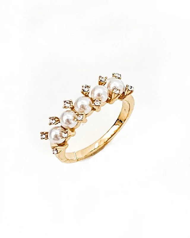 Topaz inlay rings-Roro Pearl Ring