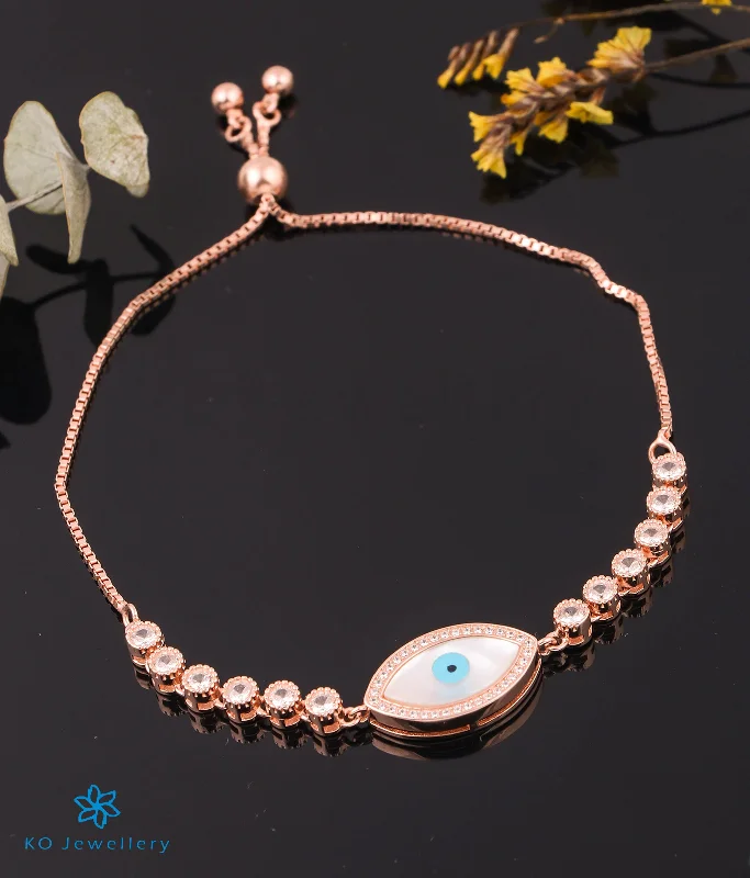 Tiny pearl bangles-The Mystic Evileye Silver Rose-gold Bracelet