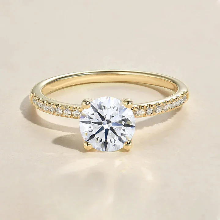 Engraved initial engagement rings-1.0-2.0ct Round Classic 4-Prong Solitaire Lab Grown Diamond Ring