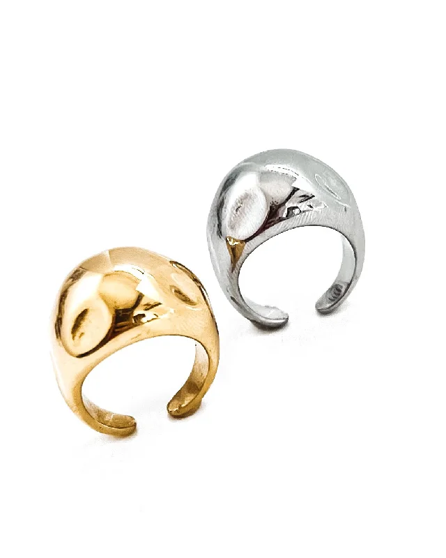 Textured letter rings-Remington Bold Statement Ring Gold and Silver