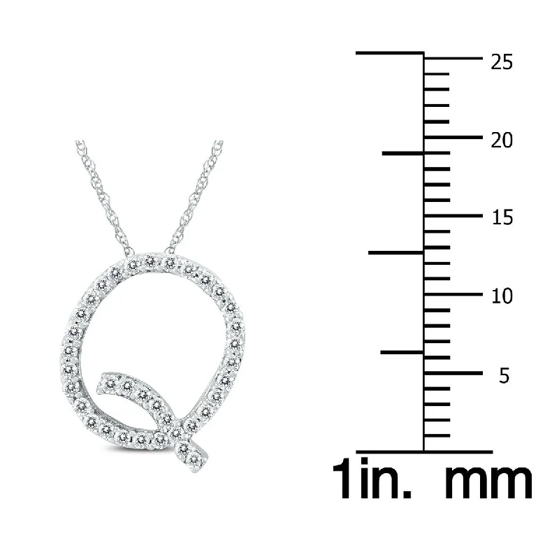 Fiber tassel necklaces-Marquee 1/5 Carat TW Q Initial Diamond Pendant Necklace in 10K White Gold with Adjustable Chain