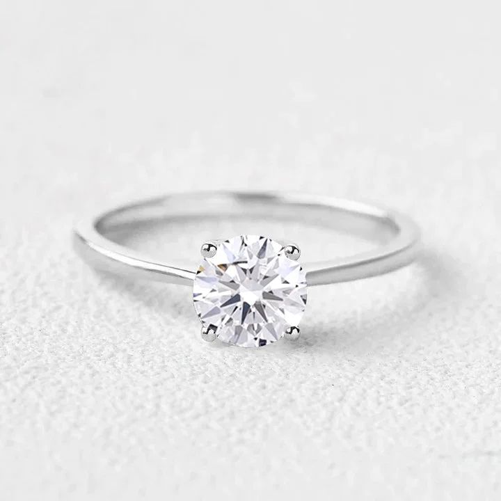 Swirl shape engagement rings-1.0ct Classic 4-Prong Solitaire Lab Grown Diamond Ring