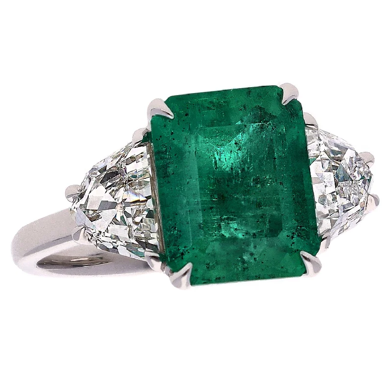 Pear shaped engagement rings-18K White Gold Colombia Emerald and Diamond Ring