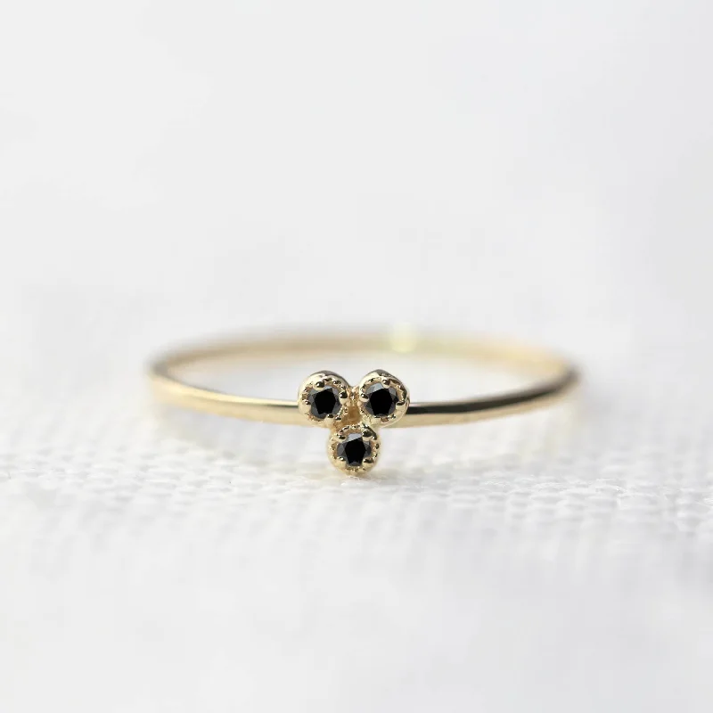 Layered band engagement rings-Dahlia Trio Black Diamond Ring