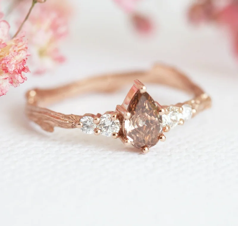 Pink quartz engagement rings-Yvonne Diamond Ring