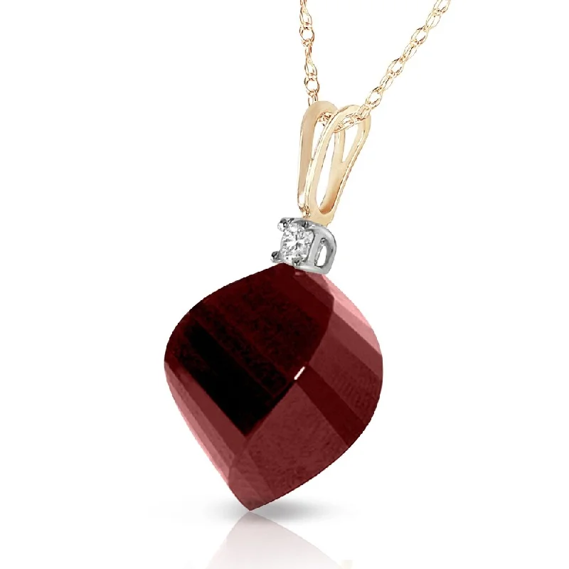 Thin filigree necklaces-15.3 Carat 14K Solid Gold Necklace Diamond Twisted Briolette Ruby