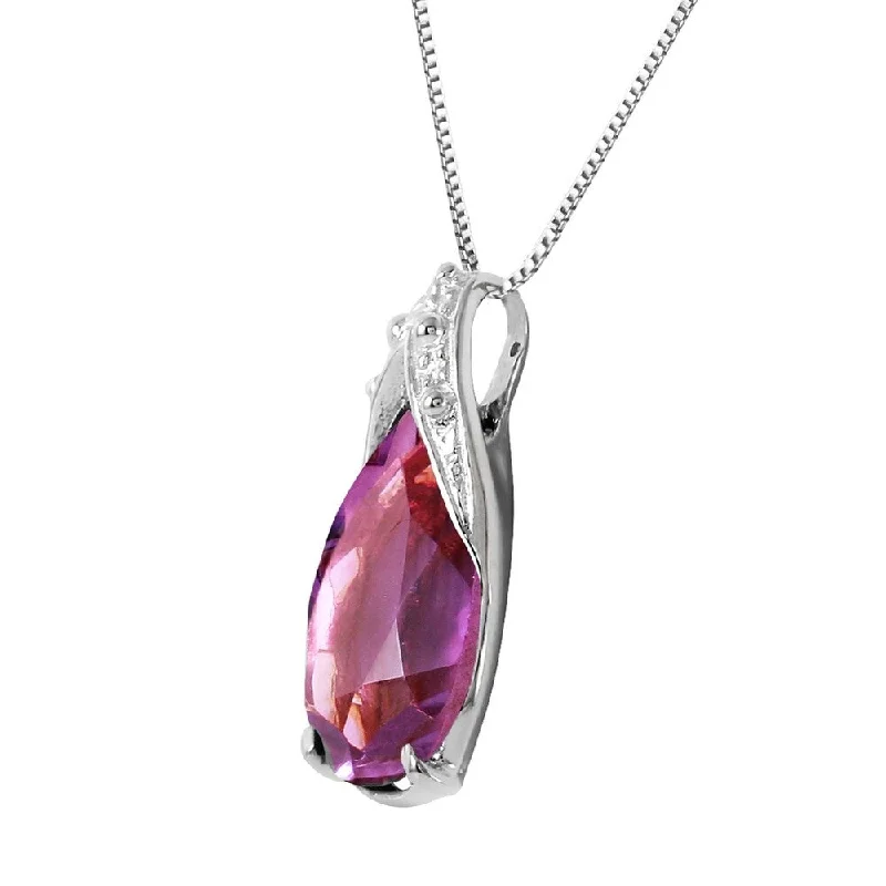 High gloss necklaces-5 CTW 14K Solid White Gold Evening Wind Amethyst Necklace