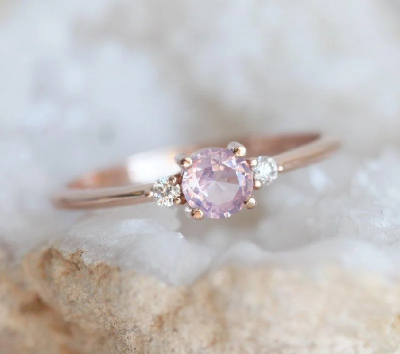 Silk detail engagement rings-Karishma Pink Sapphire Diamond Ring