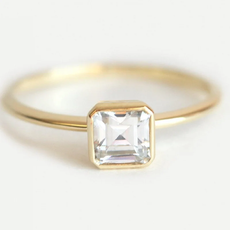 Pinch band engagement rings-Asscher Diamond Ring