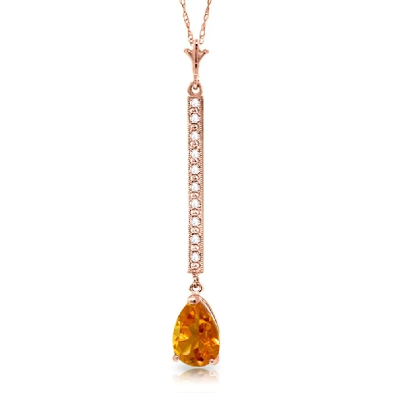 Polished name necklaces-14K Rose Gold Diamond & Citrine Necklace