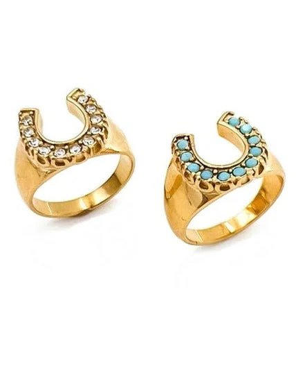 Bold cocktail rings-Relvi Horseshoe Ring || Choose Color