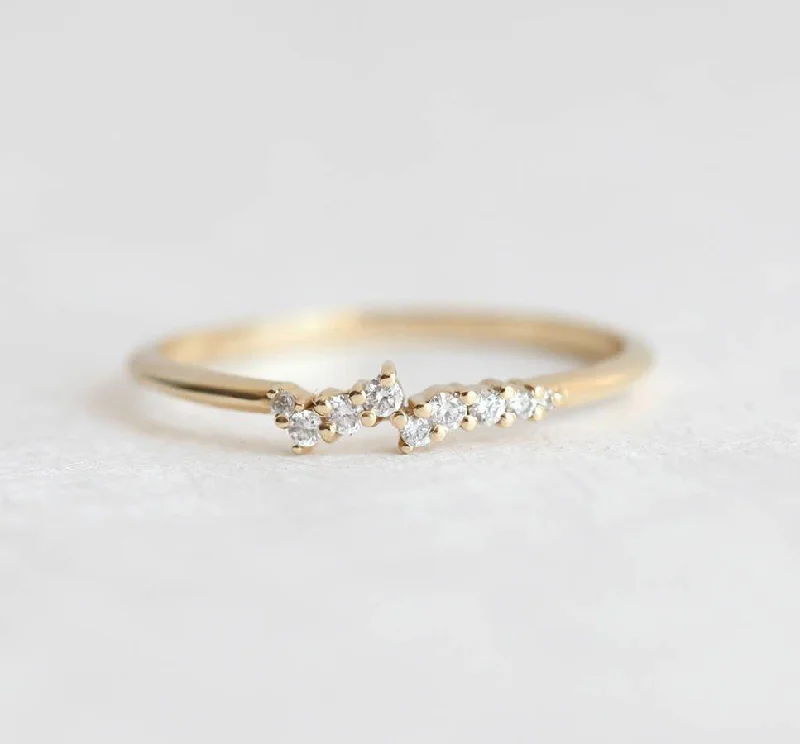 Dainty stack engagement rings-Tiny Diamond Cluster Ring, Delicate Diamond Ring