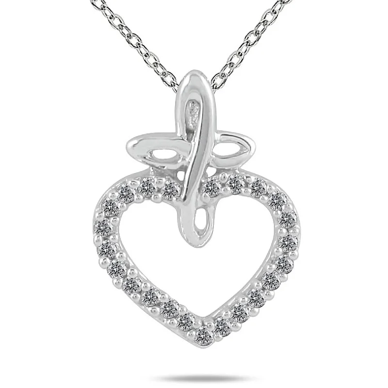 Flat knot necklaces-Marquee 10k White Gold 1/10ct TDW Diamond Heart Necklace (I-J, I1-I2)