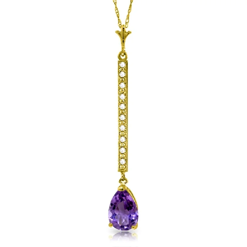 Linen cord necklaces-1.8 Carat 14K Gold Necklace Diamond Amethyst